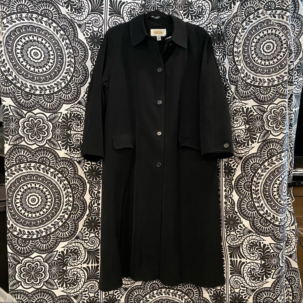 FANTASTIC Talbots 16 Jet Black Womens Overcoat Zip-Out Lining FLAWLESS CONDITION